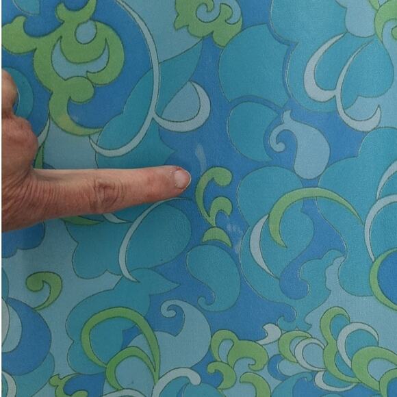 Vintage 1960's Acetate Chiffon Lined PSYCHEDELIC PALAZZO PANTS Mod Swirly Clouds - Picture 9 of 10